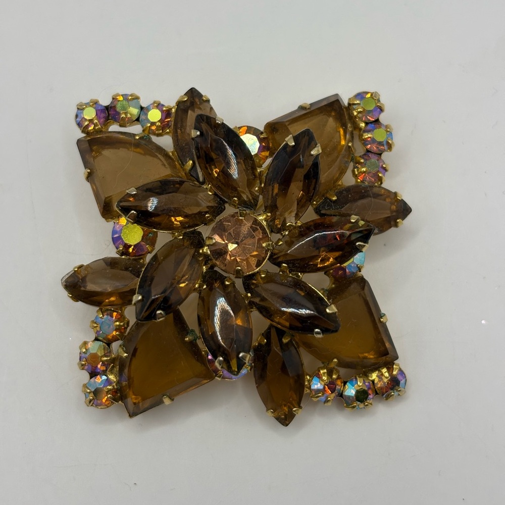 Vintage Julianna Brown and AB Stone Brooch